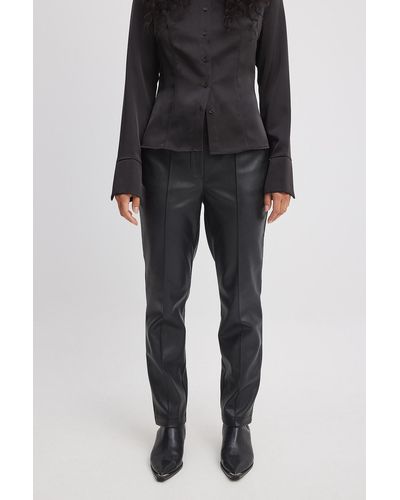 NA-KD Trend Cropped Pu-broek Met Hoge Taille - Zwart