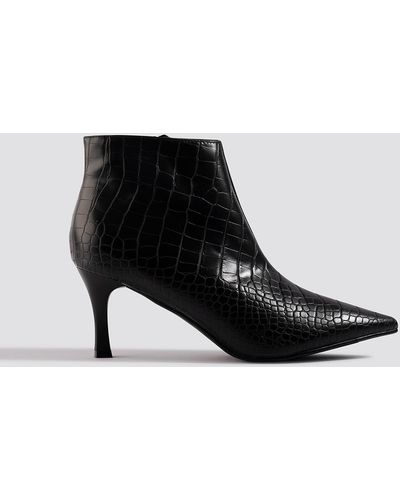 NA-KD Shoes Slanted Pointy Ankle Boots - Zwart