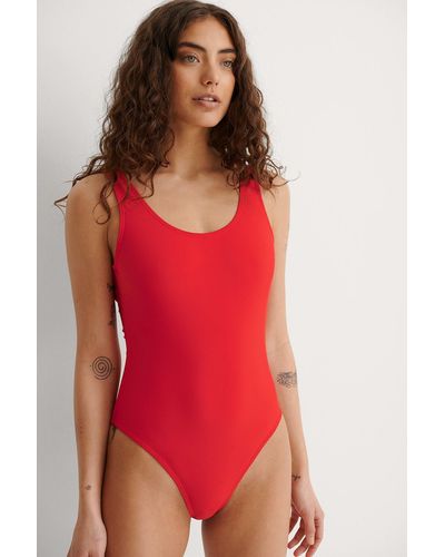 NA-KD High Leg Swimsuit - Red