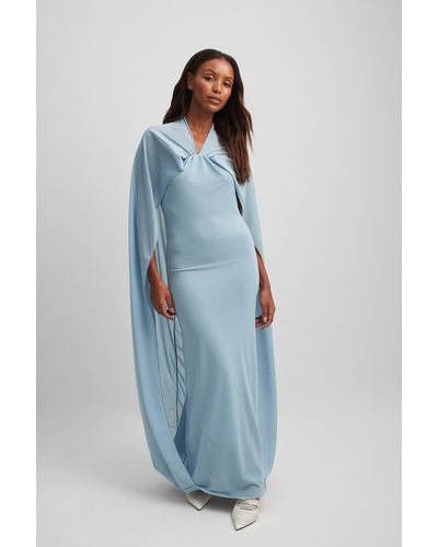 NA-KD Maxi-jurk Met Cape - Blauw