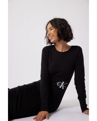 NA-KD Calvin Klein For Gebreide Midi-jurk - Zwart