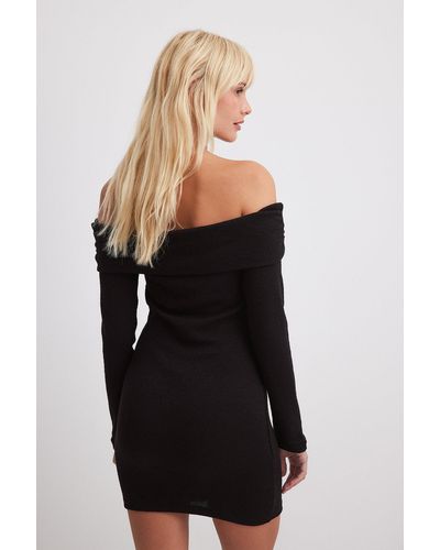 NA-KD Off-shoulder Mini-jurk - Zwart