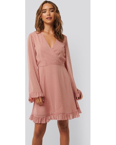 NA-KD Mini-jurk Met Trompetmouwen - Roze