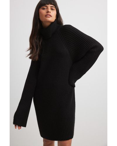NA-KD Gebreide Sweaterjurk - Zwart