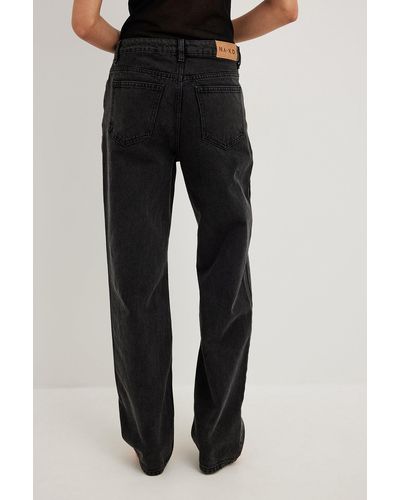 NA-KD Losse Jeans Met Middelhoge Taille - Zwart