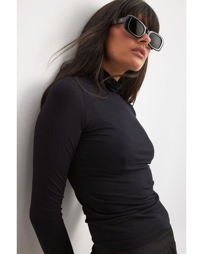 NA-KD Rectangular Retro Look Sunglasses - Zwart