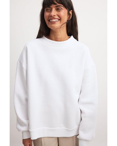 NA-KD Basic Sweatshirt Met Hoge Halsdetail - Wit