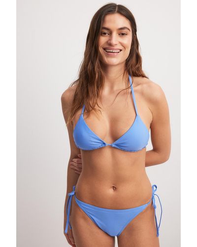 NA-KD Swimwear Bikinibroekje Met Strikbandjes - Blauw
