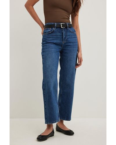NA-KD Cropped Jeans Met Hoge Taille - Blauw
