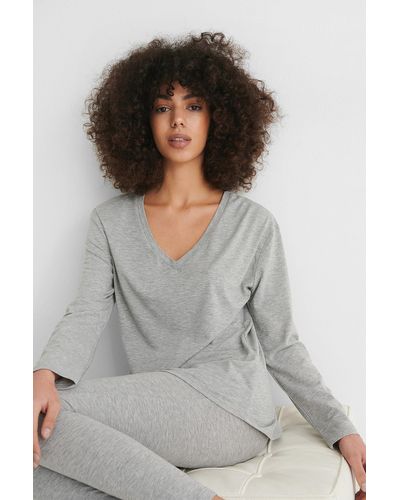 NA-KD Lingerie Loungewear Cotton Set - Grijs