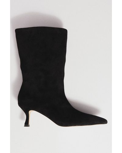 NA-KD Ankle Suede Pointy Toe Boots - Black