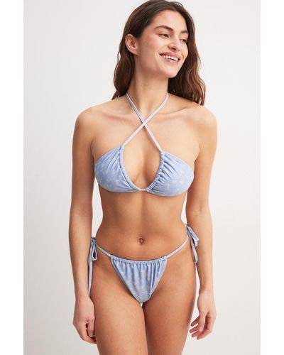 NA-KD Swimwear Hoog Uitgesneden Bikinibroekje Met Trekkoordstrik - Meerkleurig