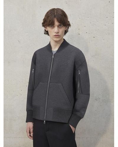 Neil Barrett Sweatshirt Bomber-jacket With Zipped Sleeve Pockets - Gray