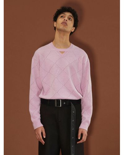 Neil Barrett Triangle Neck Detail Sweater - Pink