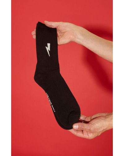 Neil Barrett Thunderbolt Logo Cotton Skate Socks - Red