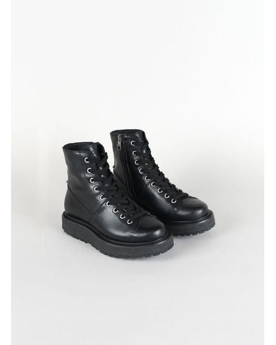 Neil Barrett Pierced Leather Combat Boots - Black