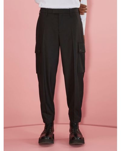Loose-Fit Cargo Trousers With Button Hem Long Length