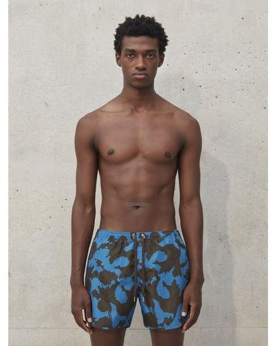 Neil Barrett Monocromatic Floral Swim Short - Blue