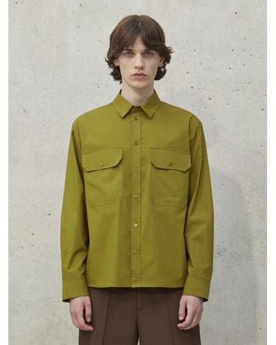 Neil Barrett Loose Shirt With Patch Pockets + Straight Hem - Green