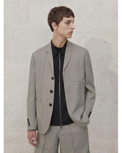 Neil Barrett Deconstructed Unlined Blazer With Rotated Sleeve Button Detail - Grey