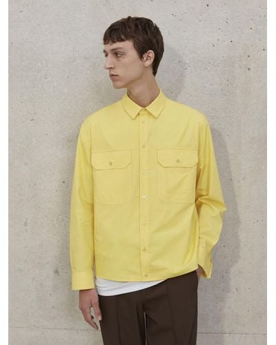 Neil Barrett Loose Shirt With Patch Pockets + Straight Hem - Yellow