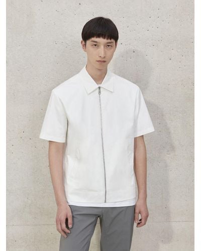 Neil Barrett Minimal Short-sleeve Zip Shirt Blouson - White
