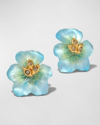 Alexis Pansy Lucite Petite Post Earrings - Blue