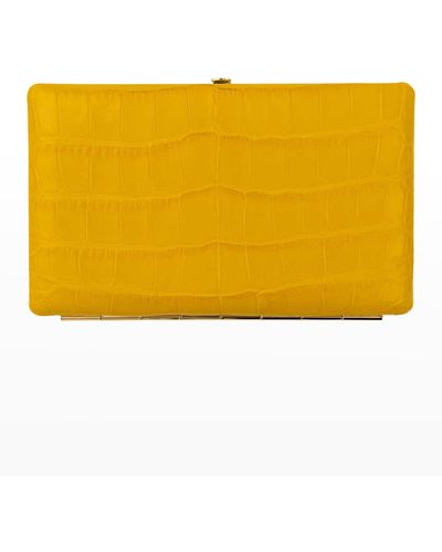 Abas Polished Matte Cache Frame Alligator Wallet - Yellow