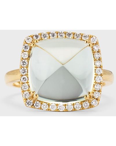 David Kord 18k Yellow Gold Ring With Green Amethyst And Diamonds, Size 7, 7.72tcw - White