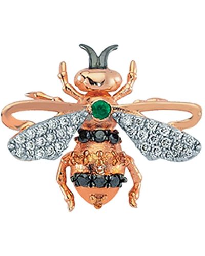 BeeGoddess Honey Bee 14k Multi-stone Earring, Single - White