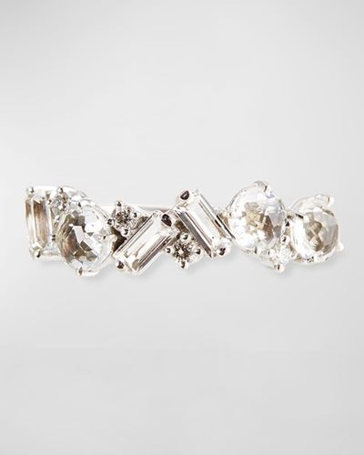 KALAN by Suzanne Kalan Bloom 14k White Gold Amalfi Mix Ring, White, Size 4-8.5 - Metallic