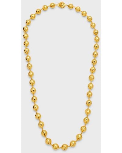 Buddha Mama 20k Yellow Gold Hammered Disco Ball Chain Necklace - Blue