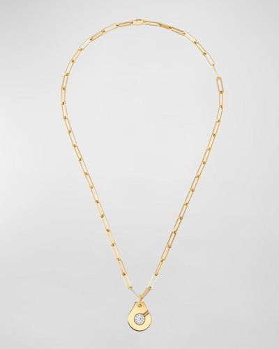 Dinh Van Yellow Gold Menot R15 Diamond Pendant Necklace - White