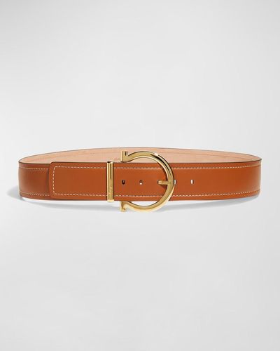 Ferragamo New Gancio Singolo Leather Belt - Brown