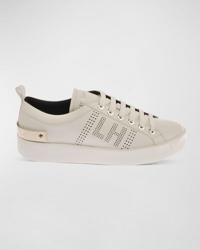 Les Hommes Perforated Logo Leather Low-Top Sneakers - Natural