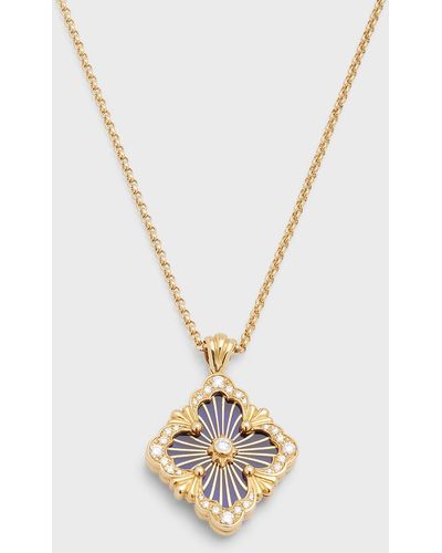 Buccellati Opera Tulle Pendant Necklace With Blue Enamel And Diamonds - Metallic
