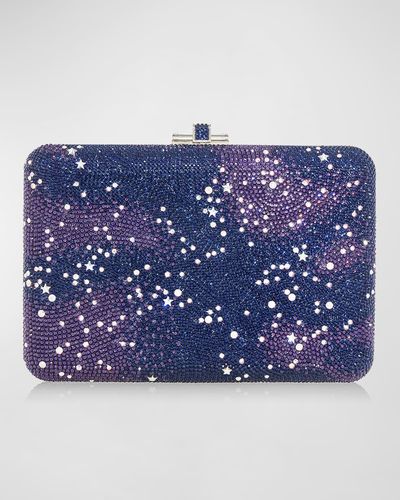 Judith Leiber Slim Slide Galaxy Clutch With Removable Shoulder Chain - Blue