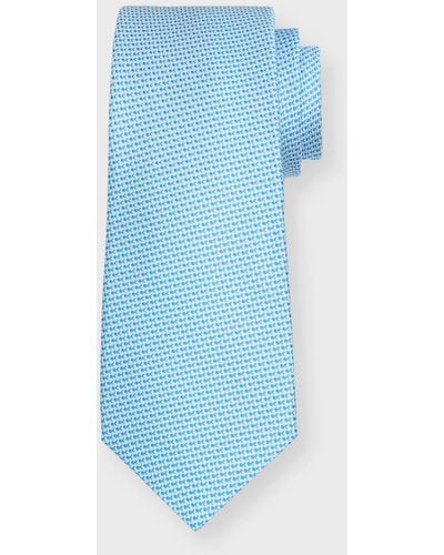 Kiton Micro-Jacquard Silk Tie - Blue