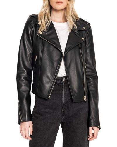 Lamarque Donna Leather Biker Jacket - Black
