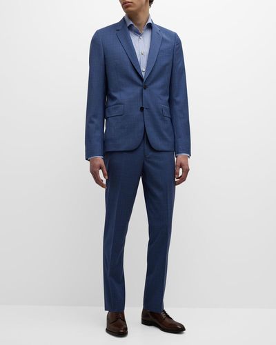 Paul Smith Wool Super 100 Plaid Two-Piece Suit - Blue