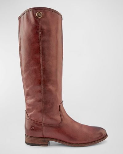 Frye Melissa Button Leather Tall Riding Boots - Red