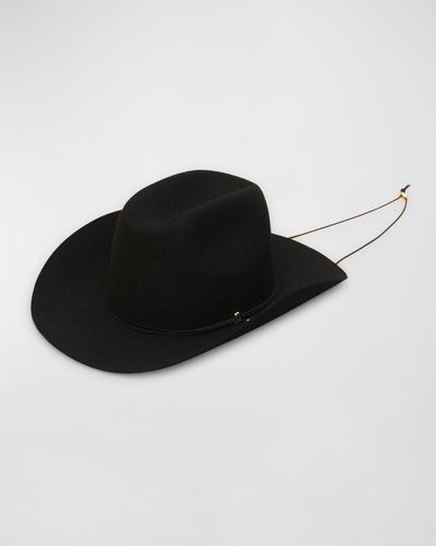 Van Palma Ezra Felt Cowboy Hat With Brass Accents - Black
