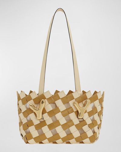 Boyy Bicolor Woven Leather Top-handle Bag - Metallic