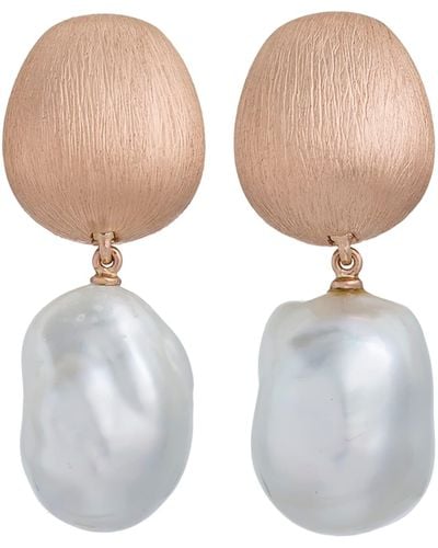 Margot McKinney Jewelry Satin-finish Earrings With Detachable Pearl Drops In 18k Rose Gold - White