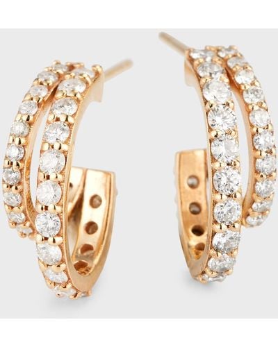 Siena Jewelry 14K Split Double Diamond Huggie Earrings - Metallic