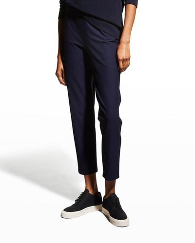 Eileen Fisher High-Waist Washable Stretch Crepe Slim Ankle Pant - Blue