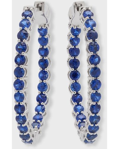 Neiman Marcus Small Blue Sapphire Hoop Earrings