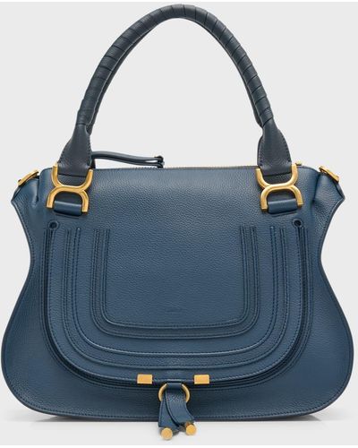 Chloé Marcie Medium Double Carry Satchel Bag - Blue