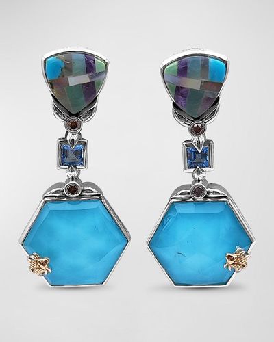Stephen Dweck Opal Mosaic, Topaz, Natural Crystal And Champagne Diamond Earrings - Blue