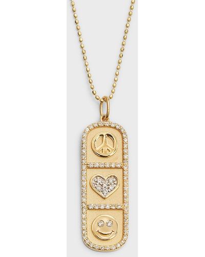 Sydney Evan 14K Cartouche Tag Necklace With Diamonds - Metallic